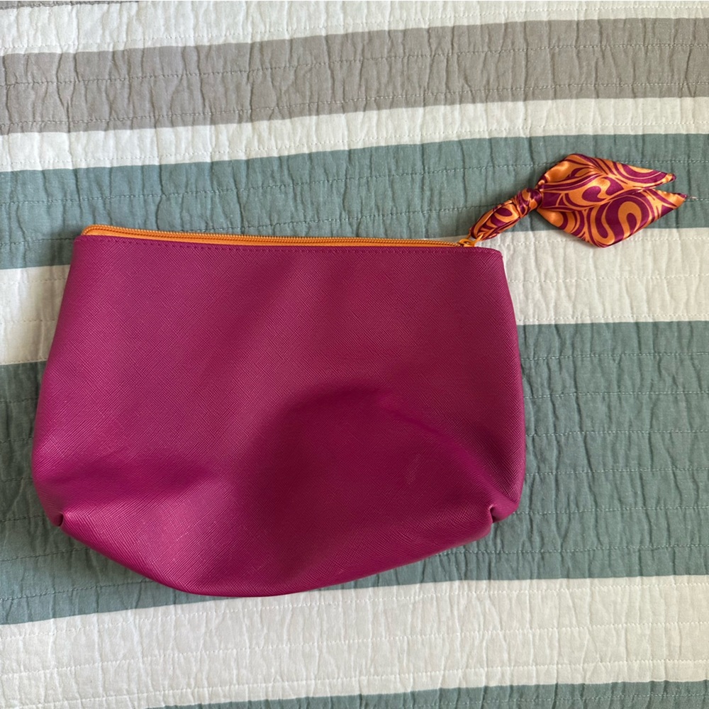 Ulta Fuchsia Pink Ribbon Orange Makeup Bag